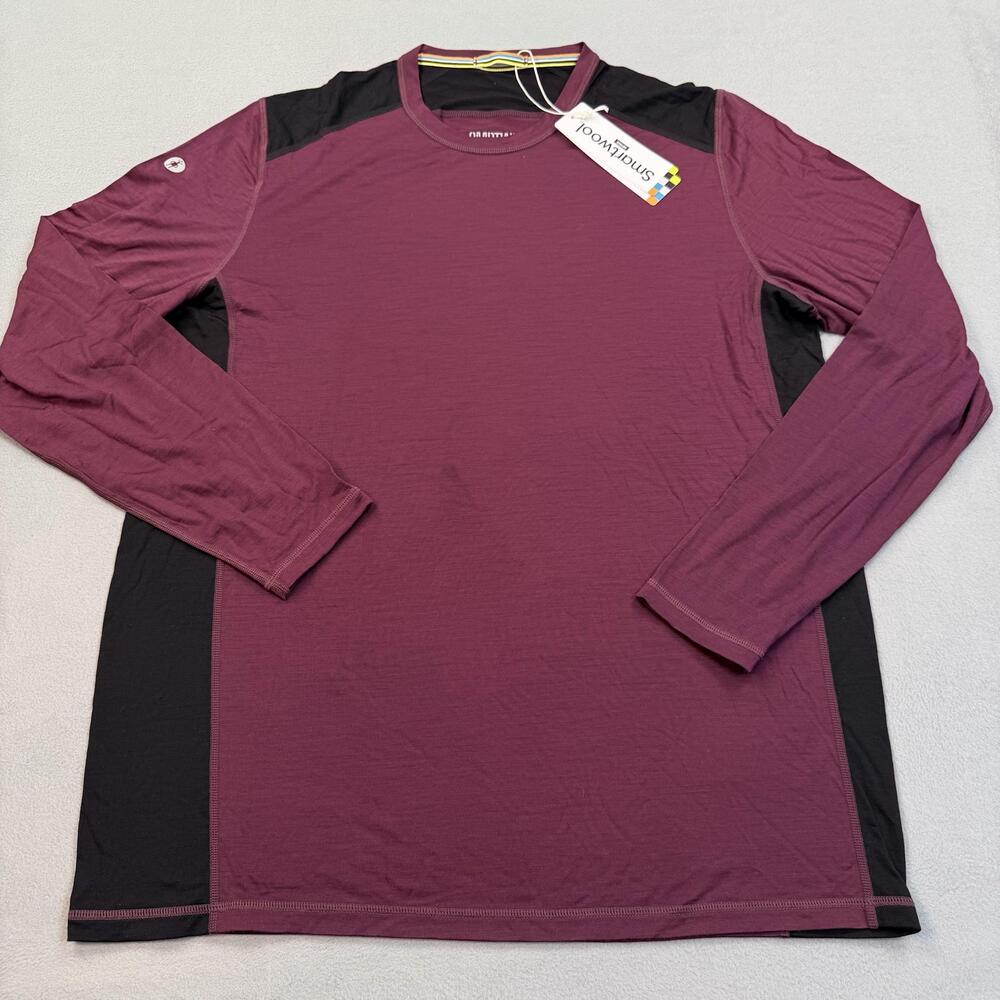 Smartwool Shirt Mens Large Purple Long Sleeve Active LS Tech Tee Merino Wool